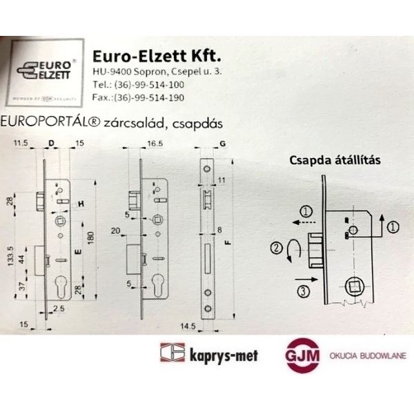 Zamek Europortal 90/25/22 Inox Euro Elzett