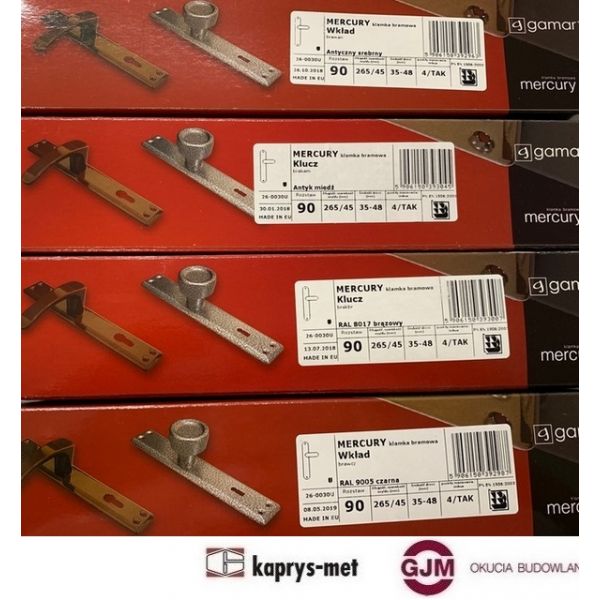 Klamka bramowa Mercury 90 na wkładkę GAMAR miedź