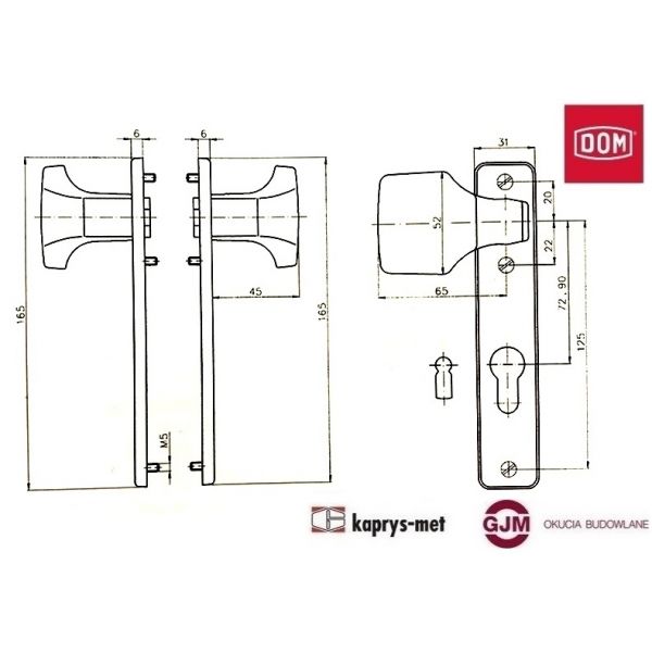 Uchwyt stały tarcze 165/72 brąz DOM POLSKA