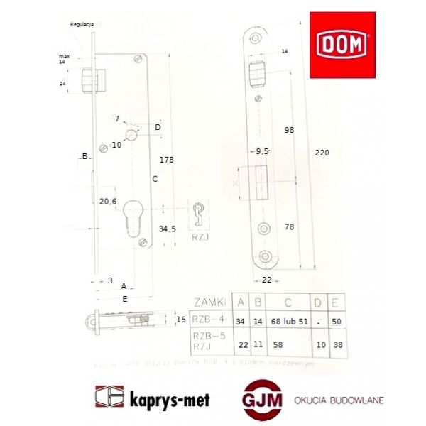 Zamek RZB-4 wersja bębenek DOM POLSKA