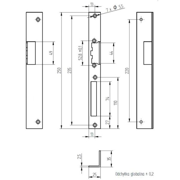Szyld kątowy długi lewy Elektra Plus