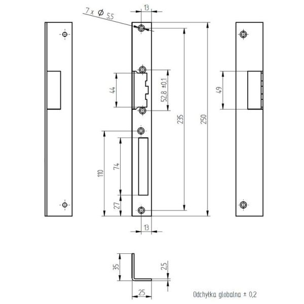 Szyld kątowy długi prawy Elektra Plus