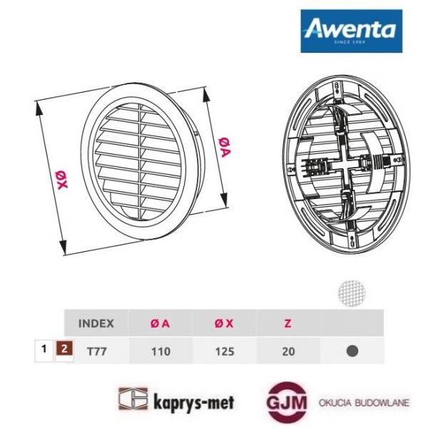 Kratka wentylacyjna T77 classic Awenta