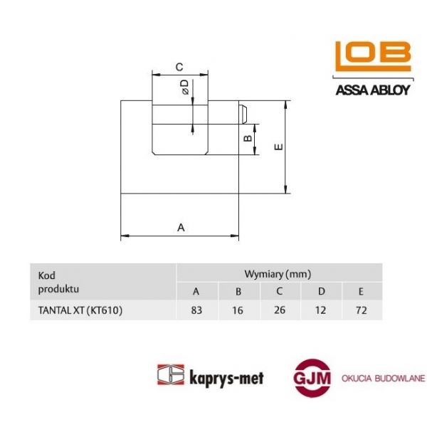 Kłódka trzpieniowa atestowana TANTAL XT KT610 LOB