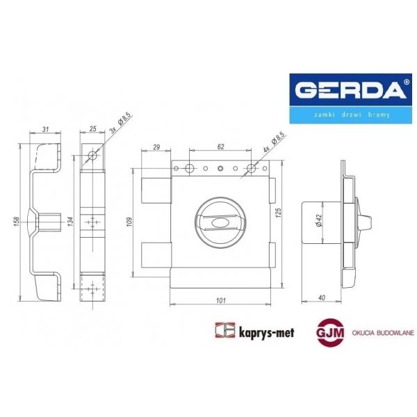 Zamek GERDA TYTAN ZX atest klasa 7 biały lewy