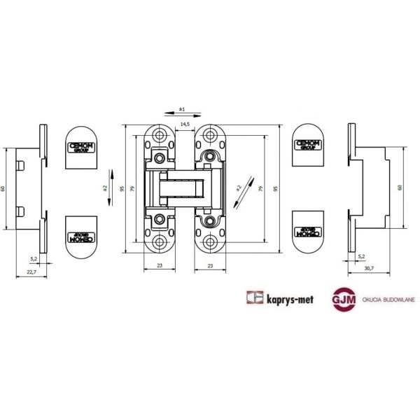 Zawias Estetic W978/A satyna czarny biały POL-SOFT