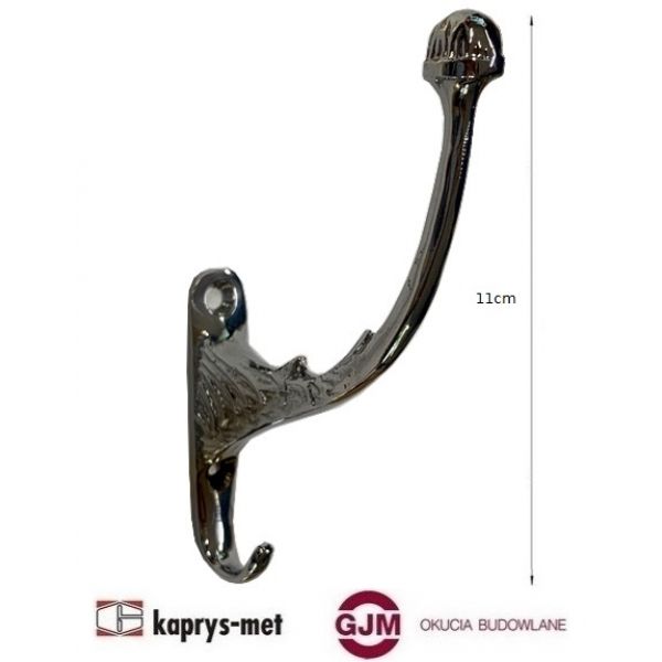Wieszak mosiężny odlewany ornament - chrom