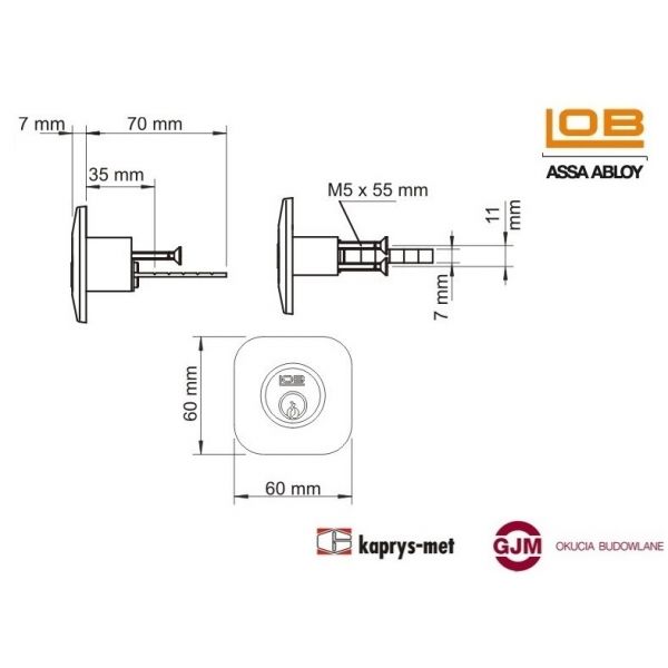 Wkładka WT622 do zamka wierzchniego LOB chrom atestowana