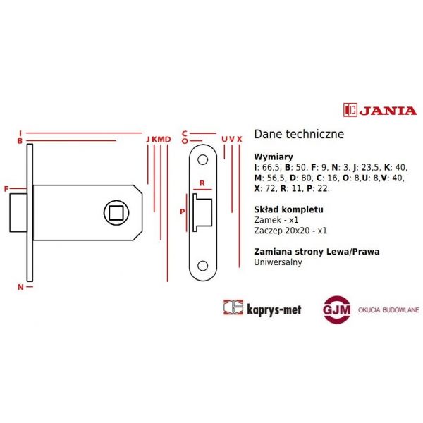 Zamek oszczędnościowy Jania zapadkowy Z006