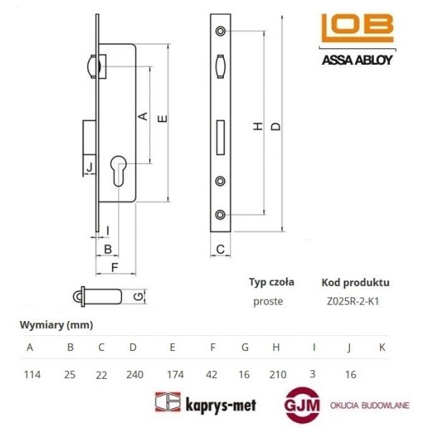 Zamek wąski rolkowy Z025R LOB