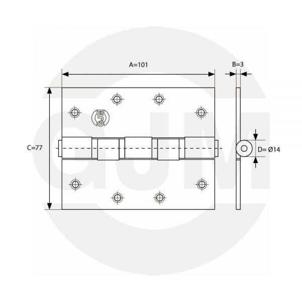 Zawias GJM drzwiowy 100x75 łożyskowany stal nierdzewna
