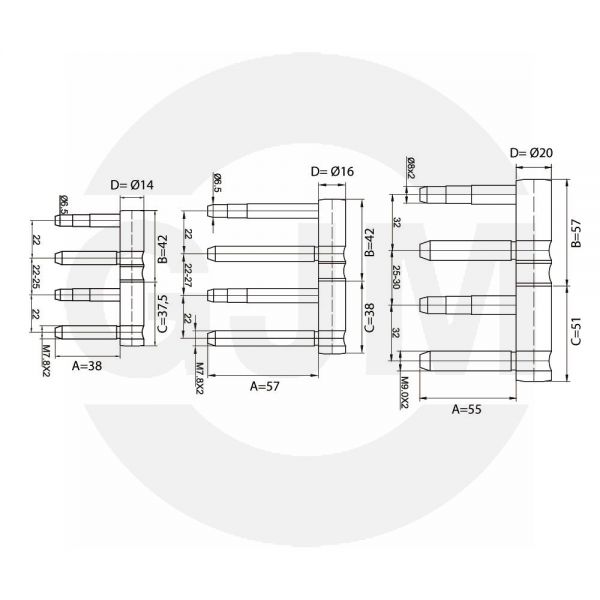 Zawias GJM wkręcany ø14