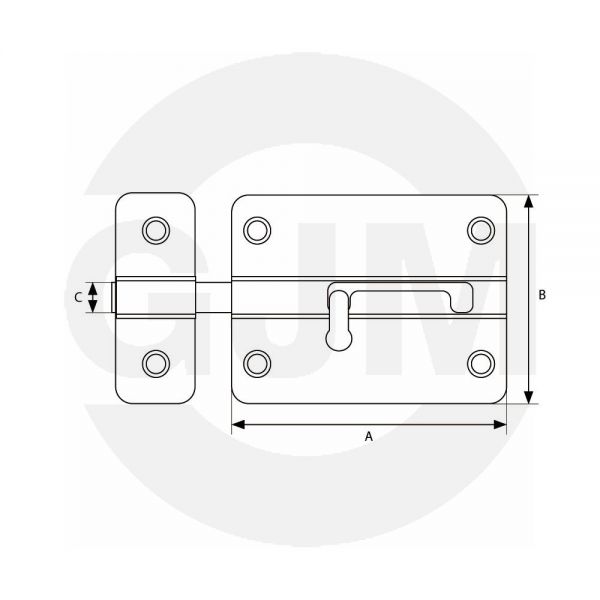 Zasuwka GJM uniwersalna 70 mm ocynk żółty