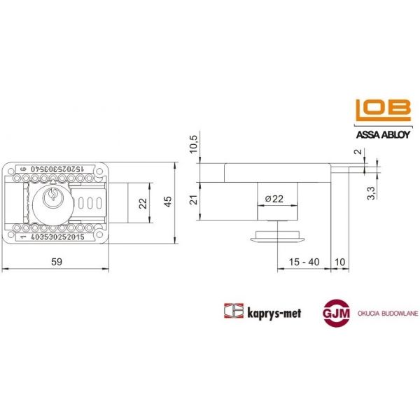 ZAMEK MEBLOWY LOB ZMB3 z regulacją nikiel