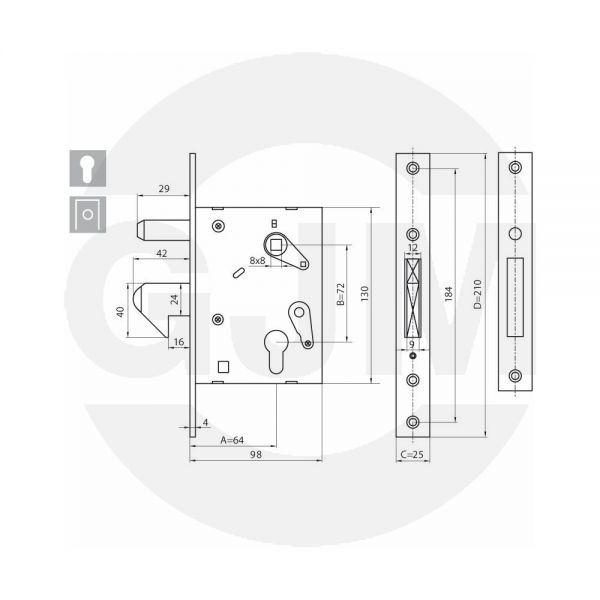 Zamek hakowy F60 GJM