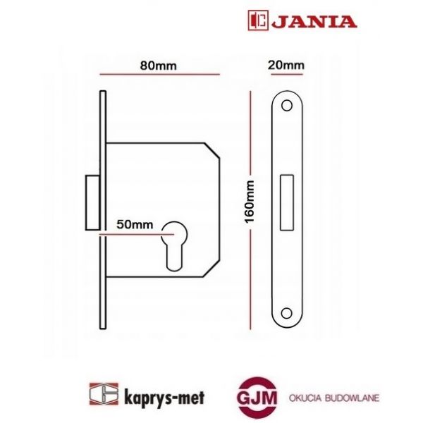 Zamek wpuszczany ZW50 Jania Z092