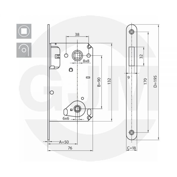 Zamek magnetyczny GJM WC 90/50