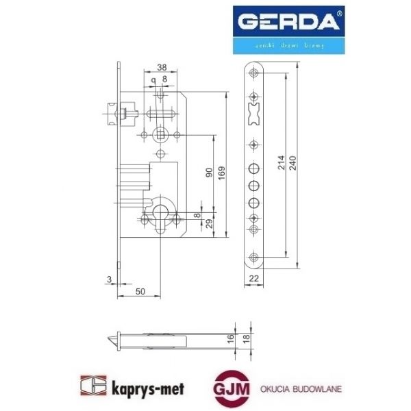 Zamek ZW 1000 atest C 90/50 GERDA chrom błyszczący