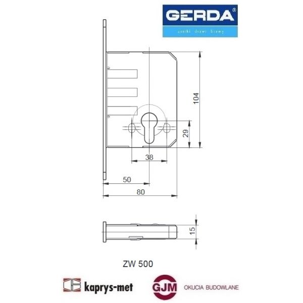 Zamek ZW 500 z 3-bolcami na wkładkę z zaczepem GERDA