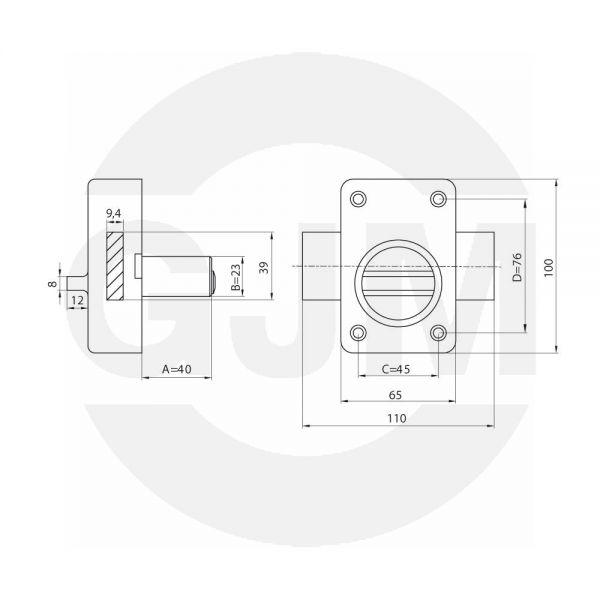 Zamek GJM zasuwa uniwersalny brąz